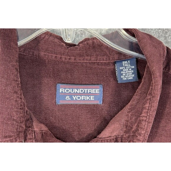 Roundtree & Yorke Outdoors Corduroy Button Down Shirt Men’s 3XLT Purple - Picture 8 of 8